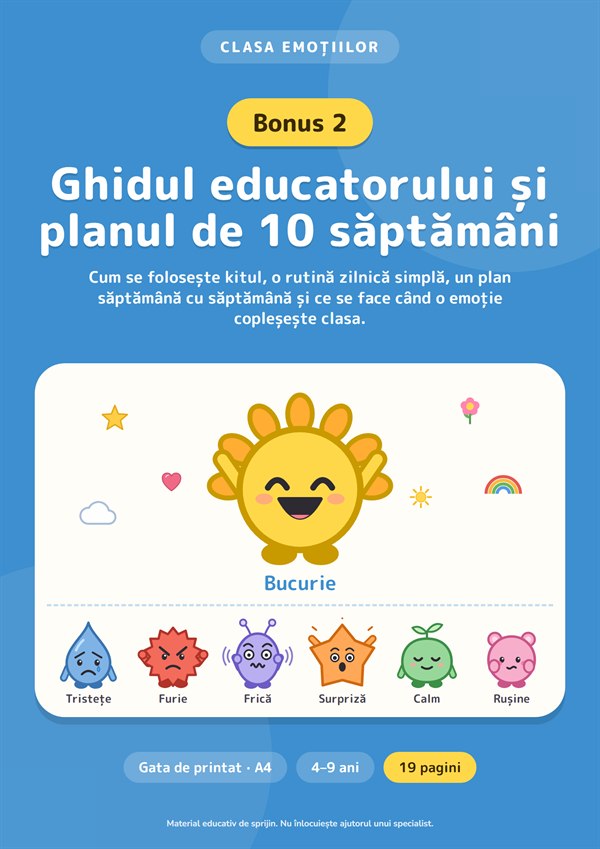 Bonus 2: Ghidul educatorului și planul de 10 săptămâni